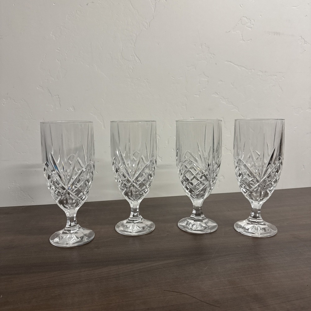Vintage‎ SHANNON Lead Crystal Designs of Ireland 4 Iced Tea Glasses 14 oz heavy